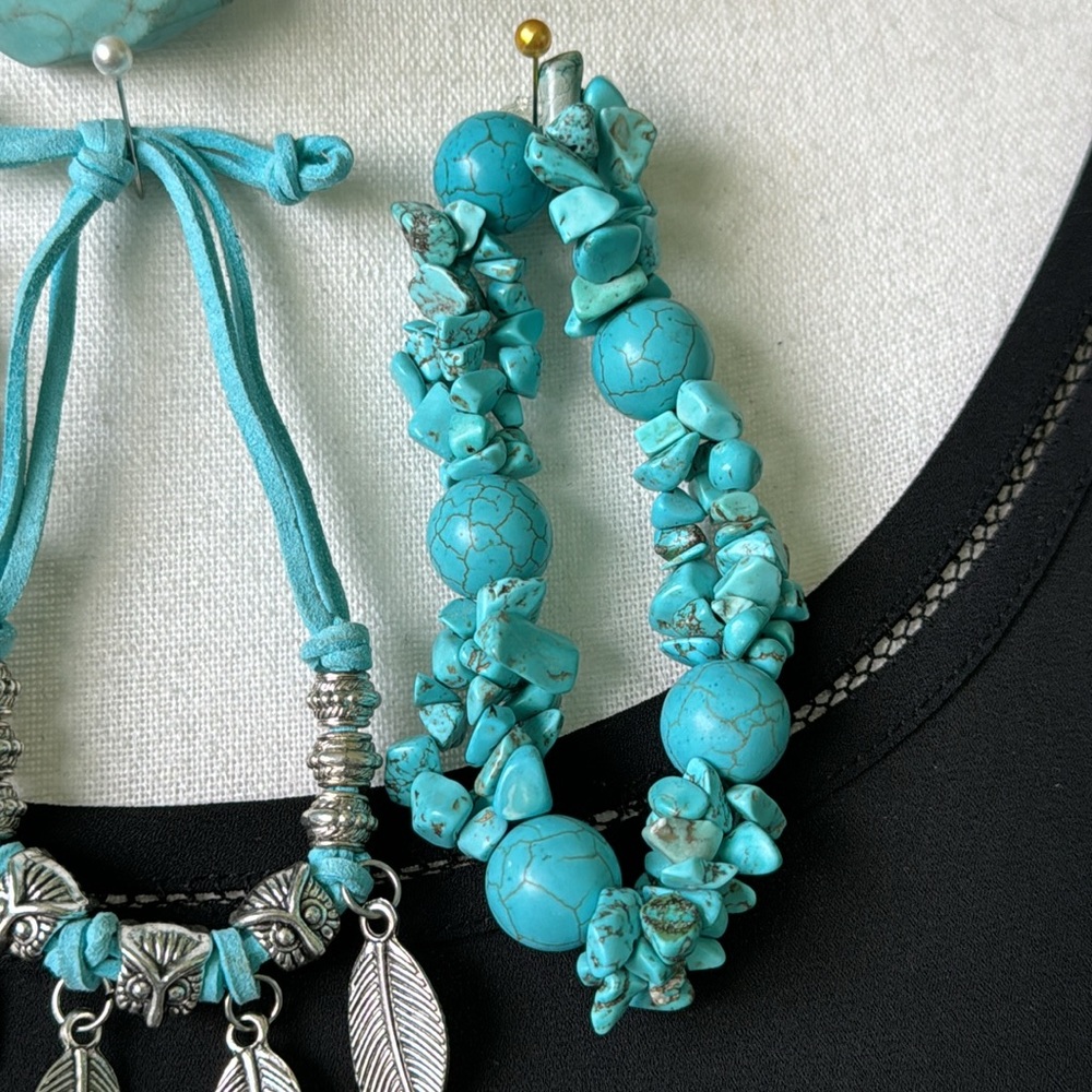 5 Piece Jewelry Lot Southwestern Cowgirl Tribal Boho Faux Turquoise Assorted - Picture 7 of 16